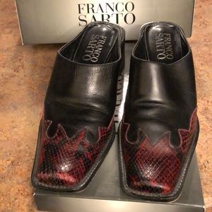 Franco Sarto Black Mule Block Heel Shoe Size 8